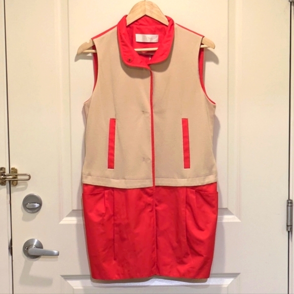 EUC Izzat Baba M Coral and Tan Snap Button Vest - SEE SIZE NOTES - Picture 2 of 9